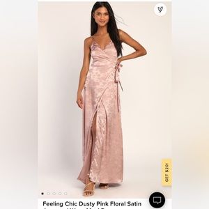 NWT lulus pink wrap maxi dress